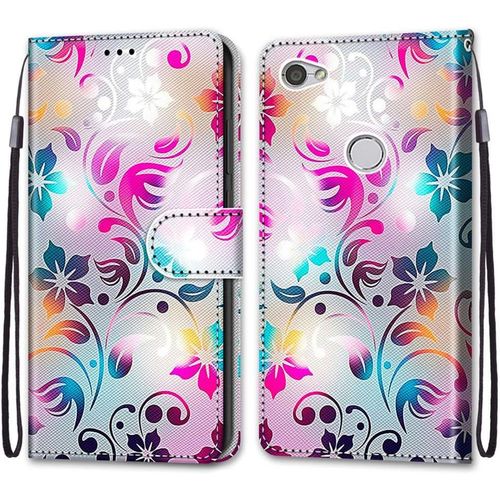 Coque Pour Xiaomi Redmi Note 5a, Etui En Cuir Pu Portefeuille Housse Coque Avec 360 Degres Silicone Antichoc Protection Cover Cuir Pochette Magnetique Und Flip Bequille (Fleur 1)