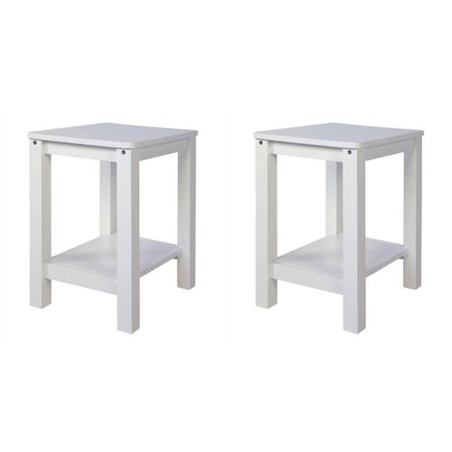 Set De 2 Tabourets De Table En Pin Massif Blanc