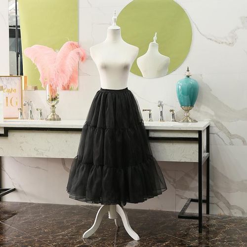 Jupon De Mariage Long Bouffant En Tulle 80cm,Jupon De Mariage Blanc Noir,Taille Élastique,Sous-Jupe Pour Robe De Wdding,Cosplay Lolita