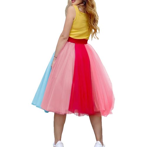 Jupe Tutu Crinoline Bouffante De Couleur Licorne Pour Femmes,Longues Jupes De Mariée Arc-En-Ciel,Jupon Cosplay,Sous-Jupe Rockabilly,Jupes De Fête