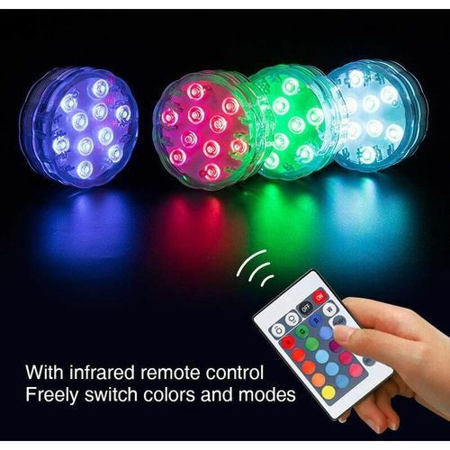 6 Pcs Lumière Led Submersible, 10led Lampes Sous-Marines 16 Couleurs Rgb Avec 12 Ventouses Et 1 Rf Télécommande, Eclairage Piscine Lampes Ip68 Étanche Pour Étang Aquarium Spa Piscine Jardin