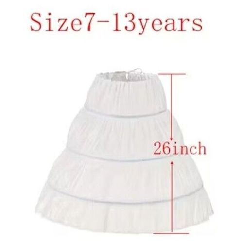 Jupon Blanc Ligne A Pour Enfant,3 Cerceaux,Une Couche,Garniture En Dentelle Crinoline,Robe De Fille À Fleurs,Sous-Jupe,Taille Artificiel Astique