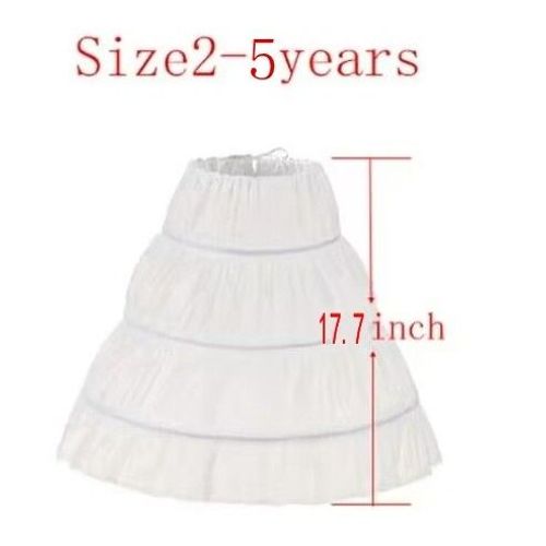 Jupon Blanc Ligne A Pour Enfant,3 Cerceaux,Une Couche,Garniture En Dentelle Crinoline,Robe De Fille À Fleurs,Sous-Jupe,Taille Artificiel Astique