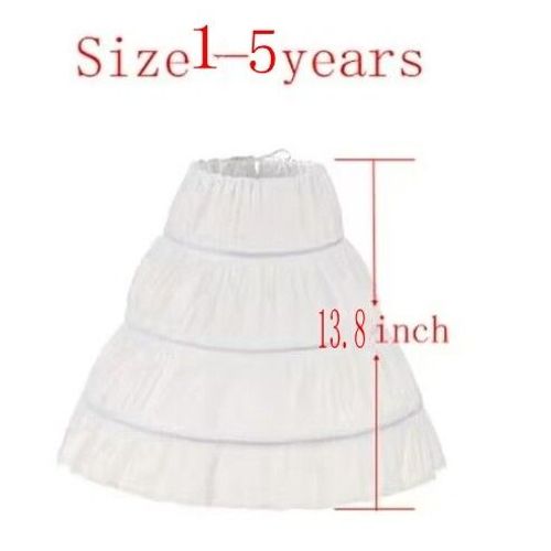 Jupon Blanc Ligne A Pour Enfant,3 Cerceaux,Une Couche,Garniture En Dentelle Crinoline,Robe De Fille À Fleurs,Sous-Jupe,Taille Artificiel Astique