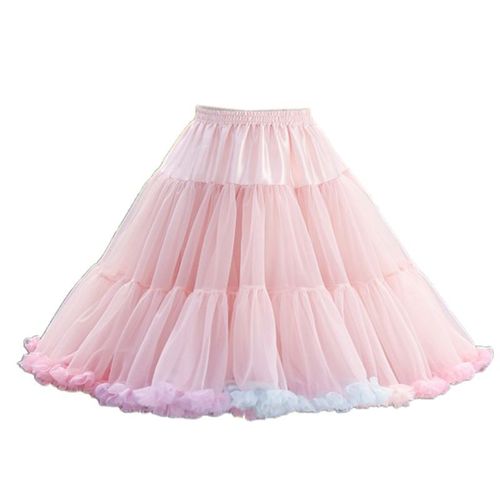 Jupon Bouffant En Tulle Pour Femmes,Jupe Tutu Courte,Taille Élastique,Nuage Arc-En-Ciel,Jupe De Danse De Ballet,Lolita