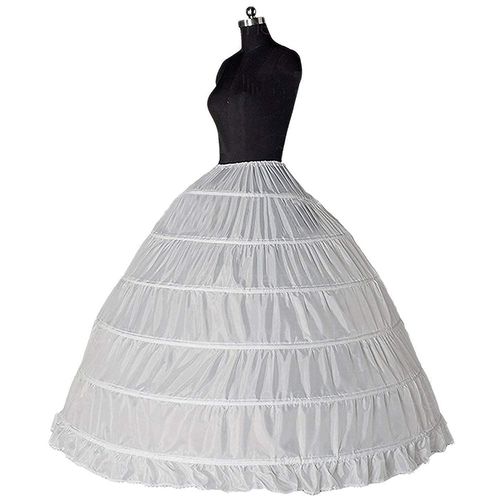 Grand Jupon Blanc À 6 Cerceaux Pour Femme,Longueur Au Sol,Longs Patients Bouffants,Crinoline,Sous-Jupe Pour Robe De Bal,Robe De Mariée