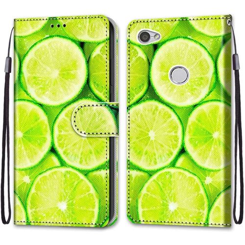 Coque Pour Xiaomi Redmi Note 5a, Etui En Cuir Pu Portefeuille Housse Coque Avec 360 Degres Silicone Antichoc Protection Cover Cuir Pochette Magnetique Und Flip Bequille (Citron)