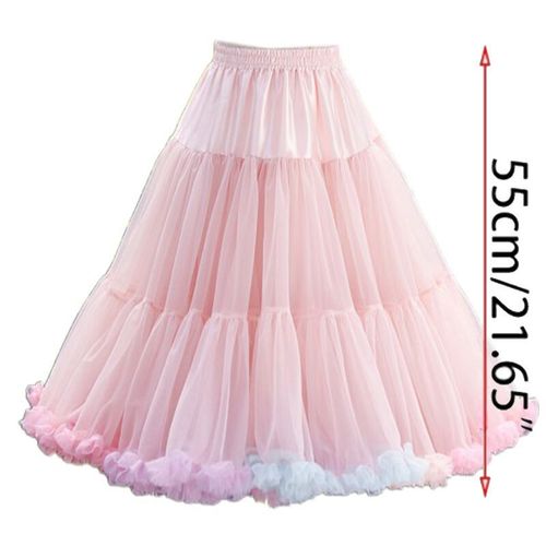 Jupon Bouffant En Tulle Pour Femmes,Jupe Tutu Courte,Taille Élastique,Nuage Arc-En-Ciel,Princesse,Danse De Ballet,Lolita Cosplay