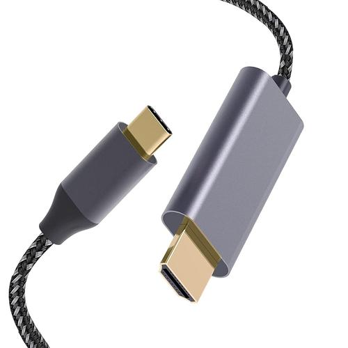 Câble USB C vers HDMI 4K, câble adaptateur USB Type C vers HDMI de 3 m Cordon tressé haute vitesse pour connecter un ordinateur portable et un téléphone à un téléviseur Compatible avec MacBook Pro/Air 2020, iPad Pro 2020, LG, Dell XPS 13/15 et plus.