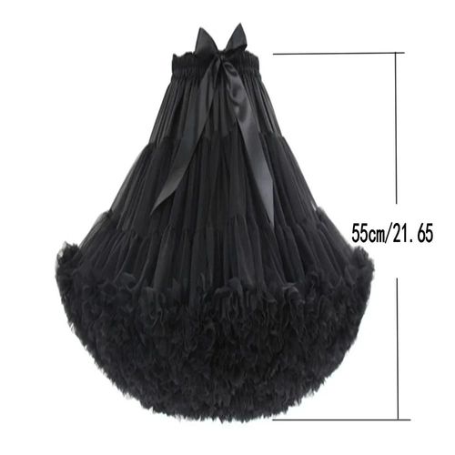Jupes En Tulle Gonflées Pour Femmes,Tutu Adulte Long Au Genou,Jupon Superposé,Court,Fête De Rh,Jupe Midi,Sous-Jupe,55cm,21.65 Po
