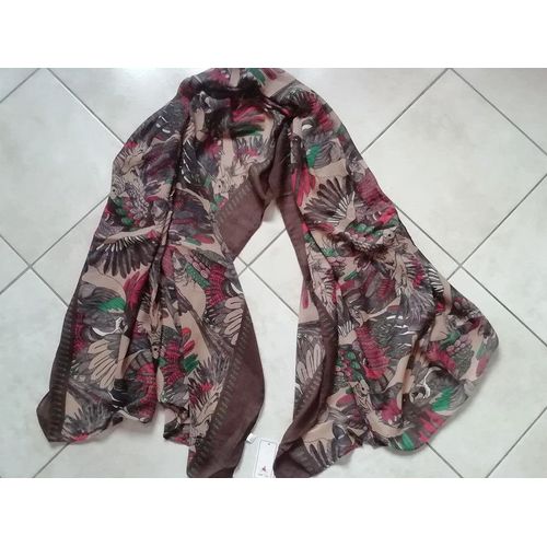Idee Cadeau / Foulard Long 90 X 180 Cm 100 % Viscose Neuf Avec Étiquette.