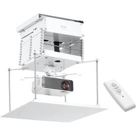 Support Plafond Pour Vidéoprojecteur À Hauteur Réglable De 1,5 M,Élévateur De Projecteur Motorisé,Avec Télécommande Et Commande Filaire,Pour Films,Maison,Bureau,Scène,Studio,Blanc