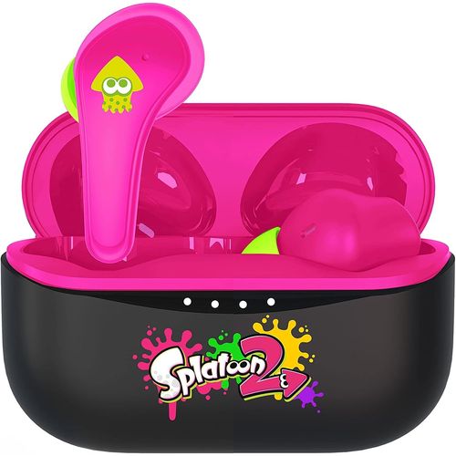 Ecouteurs Sans Fil Bluetooth V5.0 Pour Enfant Splatoon 2 Avec Boîtier De Chargement Noir/Rose