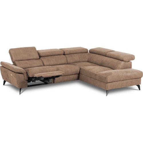Canapé D'angle Droit Relax Électrique Tissu Marron 5 Places