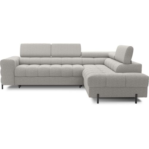 Canapé Angle Droit Convertible Tissu Bouclette Gris 5 Places