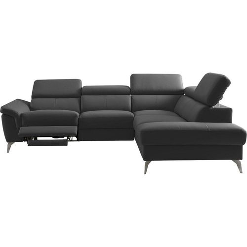 Canapé Angle Droit Relax Électrique Cuir Noir 5 Places