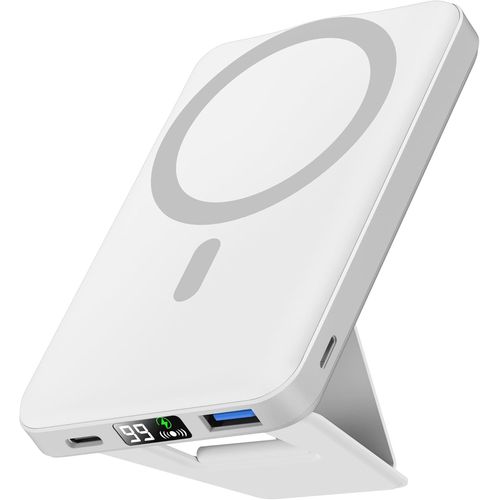 Batterie Externe Magnétique Sans Fil, 10000mah Power Bank Pliable Chargeur Portable Mag-Safe Batterie Usb-C Pd 22.5w Charge Rapide Affichage Led Pour Iphone 16/15/14/13/12/Mini/Pro/Max - Gray