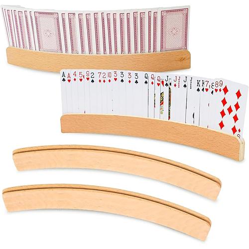 2 Pièces Porte-Cartes À Jouer En Bois,Support Carte À Jouer,Porte-Cartes À Jouer Arrondi En Bois,Porte Cartes À Jouer Au Design Incurvé,Pour Les Enfants Et Les Seniors