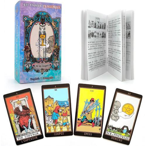 Cartes De Tarot Voyance En Français Pour Débutants Avec Guide, Jeu De Tarot 78 Cartes A Jouer Divinatoires En Français Et Anglais