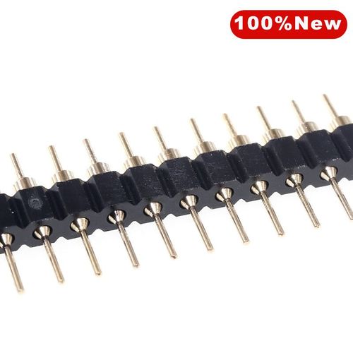 Connecteur rond en-tête plaqué or,5 pièces/lot,40 broches,1x40,broche dorée simple,2.54mm,bande de connecteur à broche installable