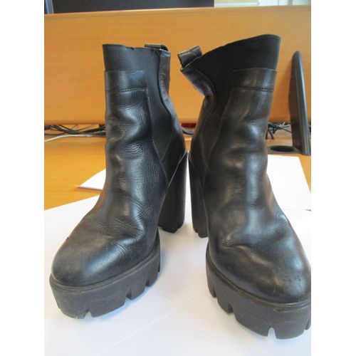 Bottines À Talon Tamaris, Cuir Noir, 38