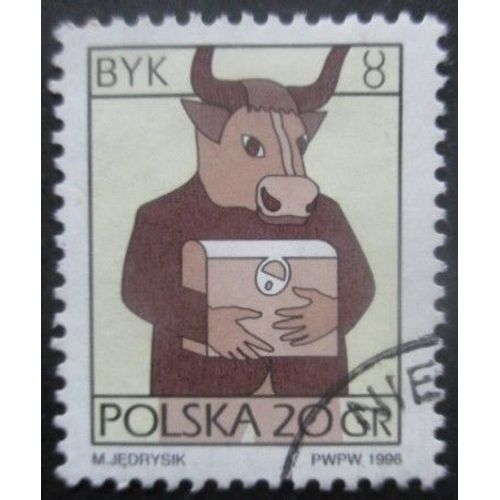 Pologne N°3398a Phosphorescent Taureau Oblitéré