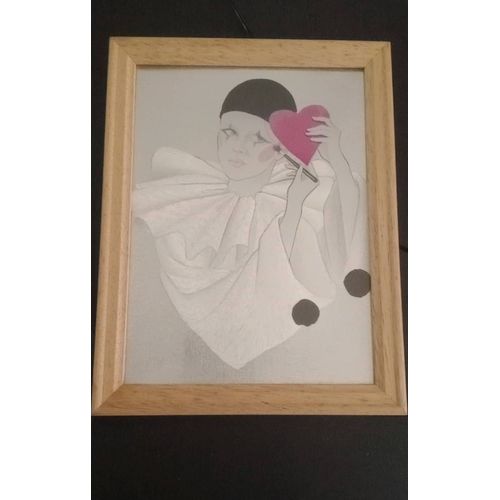 Cadre Représentant Pierrot 22 Cm X 17 Cm