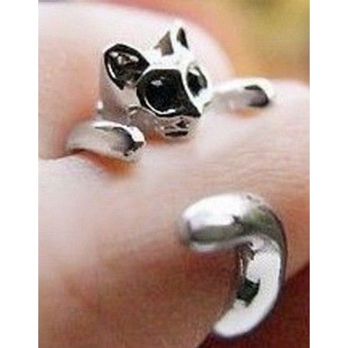 Bague Chat - Métal Argenté - Taille Ajustable - Existe Aussi En Doré Ou Noir "Gun" - Vintage Rétro - Cheapatleast Réf. 054