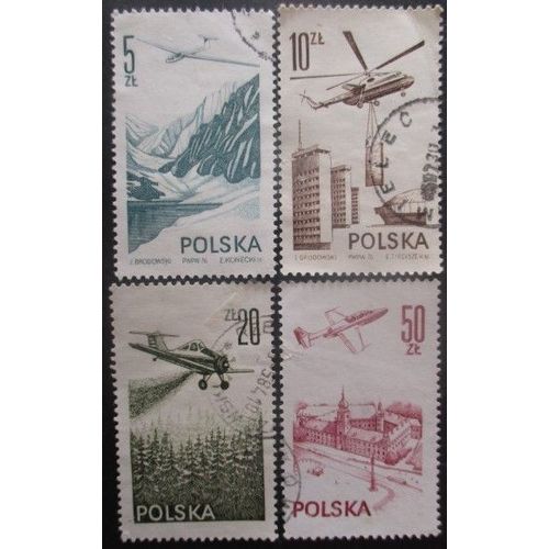Pologne Poste Aérienne N°55 Au 58 Avions Oblitérés
