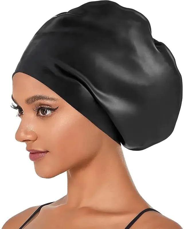 HTOOQ Bonnet de bain extra large pour femme et homme, bonnet de bain en  silicone durable