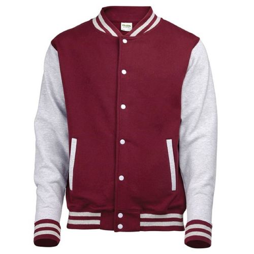 Veste Teddy Style Collège Américain Université - Jh043 - Rouge Bordeaux Et Gris