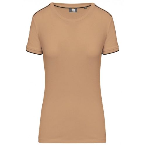 T-Shirt Professionnel Daytoday Pour Femme - Wk3021 - Beige Camel Et Noir