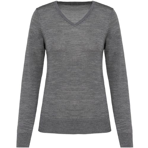 Pull Mérinos Col V - Femme - Pk911 - Gris Heather