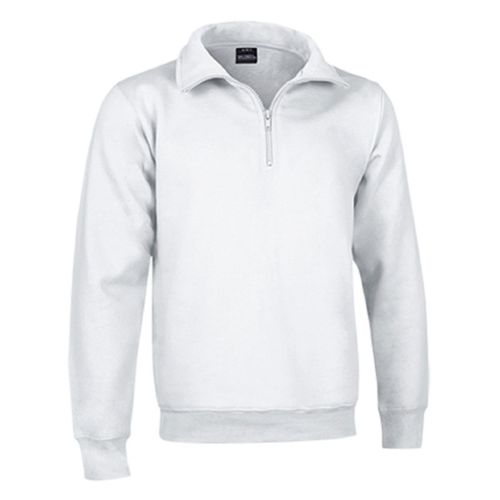 Sweat Col Camionneur Zippé - Ref Wood - Blanc