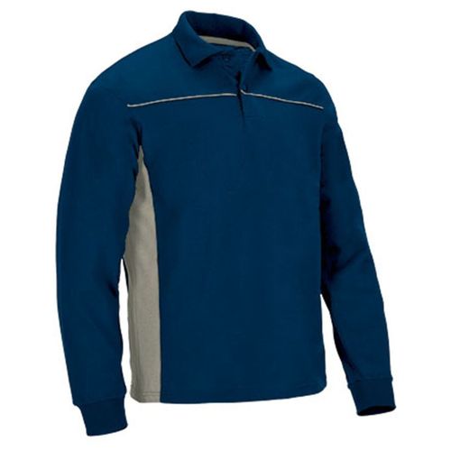 Polo Manches Longues Bicolore - Homme - Réf Thunder - Bleu Marine Et Beige