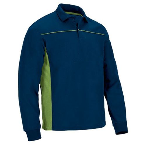 Polo Manches Longues Bicolore - Homme - Réf Thunder - Bleu Marine Et Vert Pomme