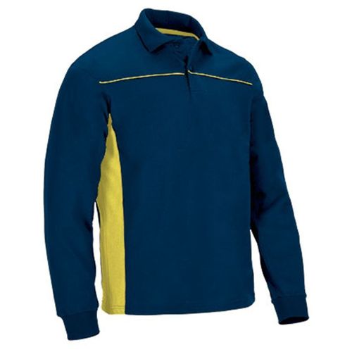 Polo Manches Longues Bicolore - Homme - Réf Thunder - Bleu Marine Et Jaune