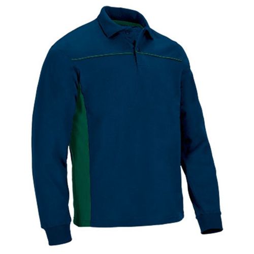 Polo Manches Longues Bicolore - Homme - Réf Thunder - Bleu Marine Et Vert Bouteille