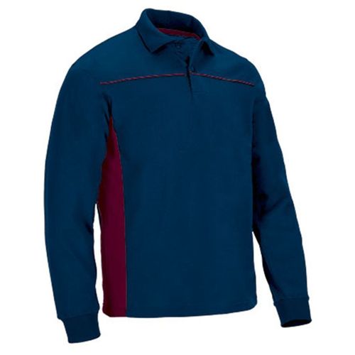 Polo Manches Longues Bicolore - Homme - Réf Thunder - Bleu Marine Et Bordeaux