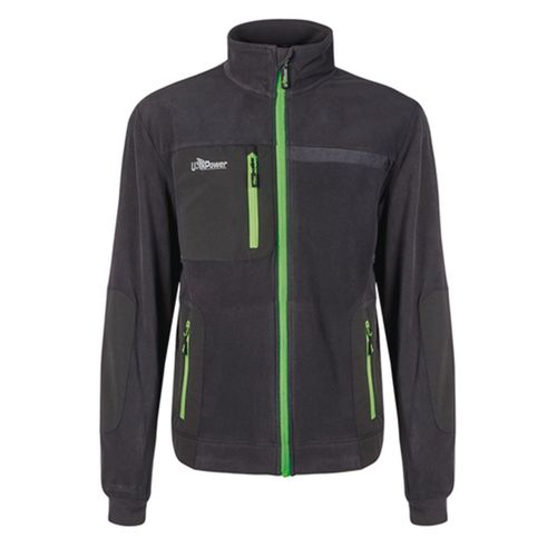 Veste De Travail Zippée Micropolaire Pour Homme - Upfu225 - Gris Asphalte Et Vert