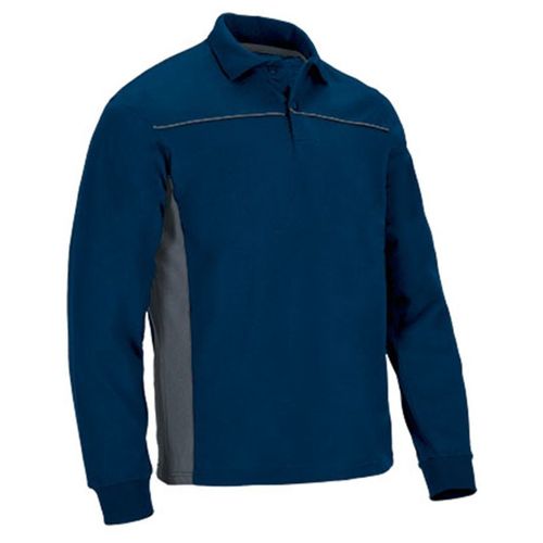 Polo Manches Longues Bicolore - Homme - Réf Thunder - Bleu Marine Et Gris