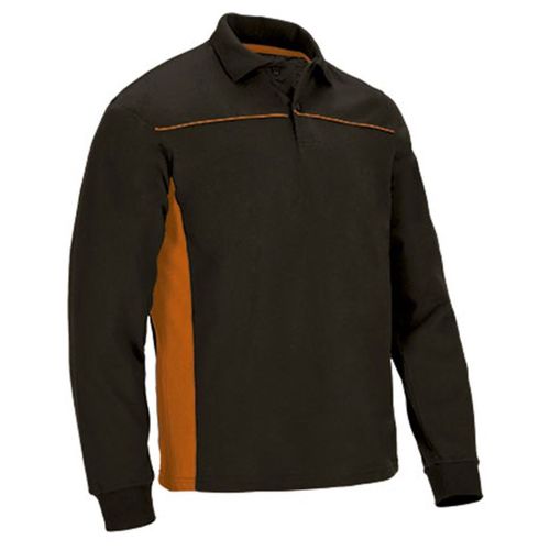 Polo Manches Longues Bicolore - Homme - Réf Thunder - Noir Et Orange