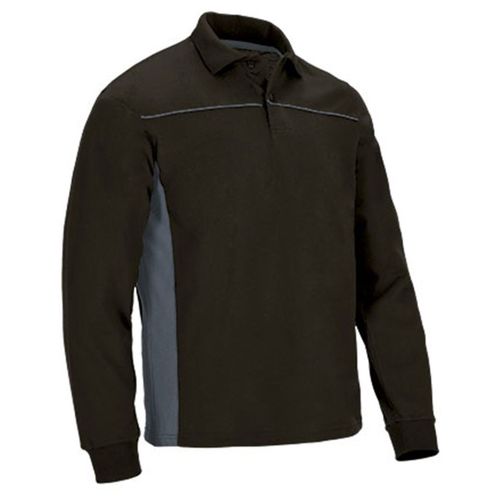 Polo Manches Longues Bicolore - Homme - Réf Thunder - Noir Et Gris
