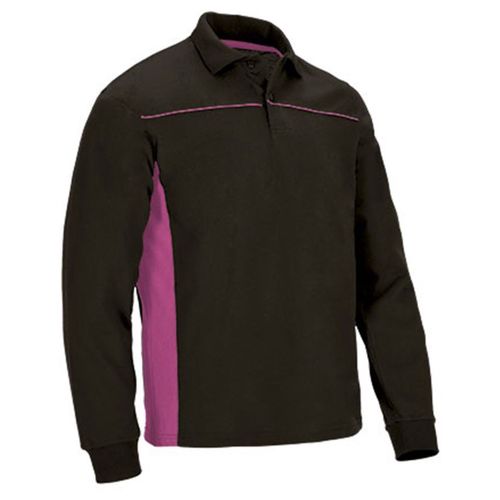 Polo Manches Longues Bicolore - Homme - Réf Thunder - Noir Et Rose Magenta