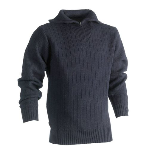 Pull De Travail Col Montant Zippé - Homme - Hk330 - Bleu Marine