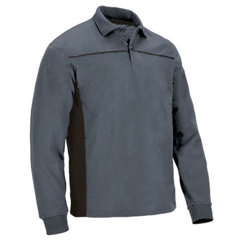 Polo Manches Longues Bicolore - Homme - Réf Thunder - Gris Et Noir