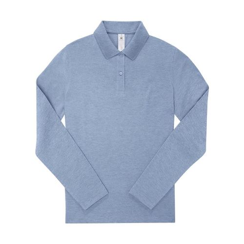 Polo Manches Longues- Femme - Pw464 - Bleu Chiné