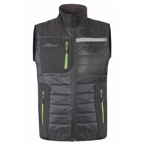 Bodywarmer De Travail - Homme - Upfu278 - Gris Asphalte Et Vert