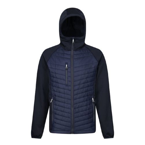 Doudoune À Capuche - Homme - Tra549 - Bleu Marine Et Gris Seal