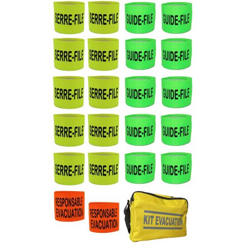 Kit Sacoche Évacuation - Lot 22 Brassards Guide-File Serre-File Et Responsable Évacuation - Multicolore